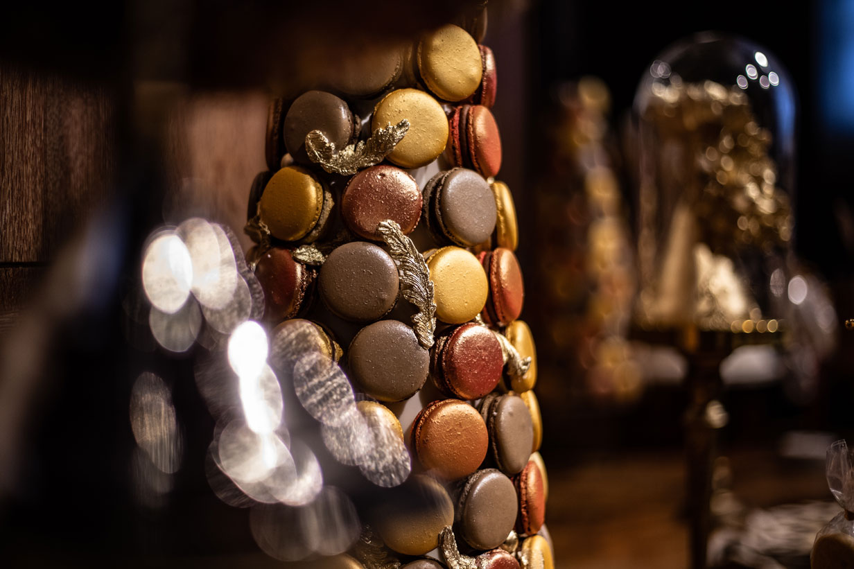 macaron tower closeup at Maison Assouline by GC Couture